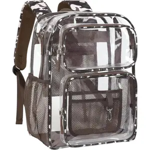P-AD055    Clear Backpack for School - 17 inch Large Heavy Duty Clear Bookbag, See Through PVC Backpacks (for age 12 above)