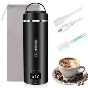 Travel Electric Water Kettle Protable Small Water Boiler 550ml Tea Heater With 4 Temperature(Black)