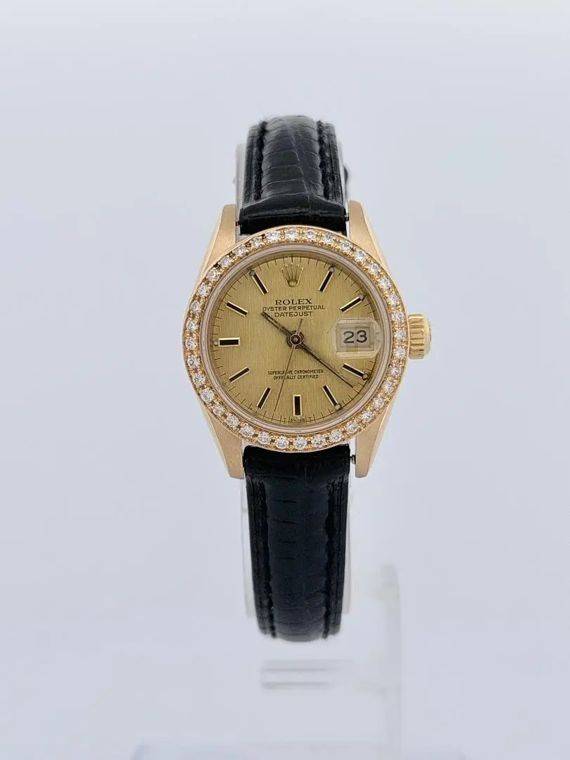 Rolex Datejust 69178 26mm Champagne Dial factory Diamond-Set Bezel Quick-Set 18K Yellow Gold President Bracelet 1995 Naked