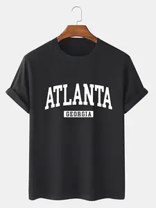 Atlanta Georgia Oversize T-Shirt Men Women, Vintage College Style Cotton Graphic Tee Unisex Streetwear