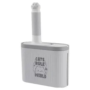 Cute Cat Litter Scoop with Waste Bag Storage Function, Wall-mounted & Adhesive All-in-one Cat Litter Box Poop Scooper, No Drilling Cat Waste Cleaner with Bracket