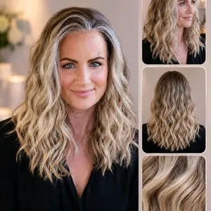 Restocked C1319709K 16" Shana. Blonde water wave.  13x4 Lace front premium synthetic wig.  High quality fibers, 120 density, Scandinavian hairlne with gorgeous layers.  Heat Tolerance 350. She comes with a free wig cap and free gift. 1309N13