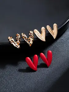 3 Pairs Y2K Style Vintage Leopard Print Heart Earrings, Perfect for Daily Wear, Parties and Evening Events