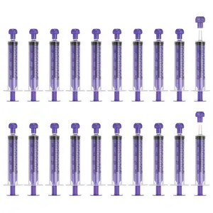 PETAXCELL Feeding Syringes with Cap, Plastic Syringes for Liquid Pet Feeding Measuring Tool No Needle 10ml, (Purple, 20pcs), Intended for Dog / Cat / Rabbits / Small Animal / Scientific Lab