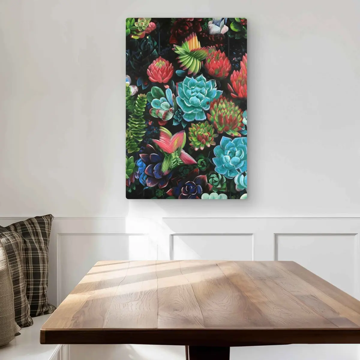 Begin Home Decor C1MP20301FFP23 20 x 30 in. Colorful Succulents Metal Print Wall Art - Romantic Floral Home Decor