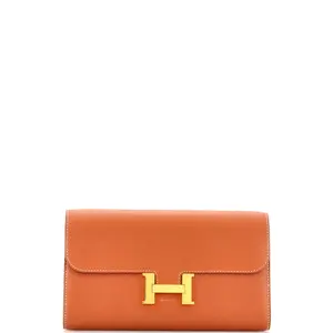 Pre-owned HERMÈS Leather Clutches & Wristlets Hermes Constance To Go Wallet Evercolor by Rebag