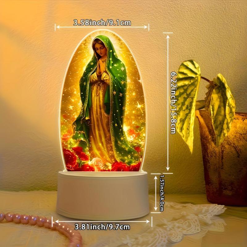 Our Lady of Guadalupe 3D Night Light, Virgin Mary LED Lamp for Home Altar & Prayer Room, Catholic Religious Decor, Spiritual Blessing Gift for Mom