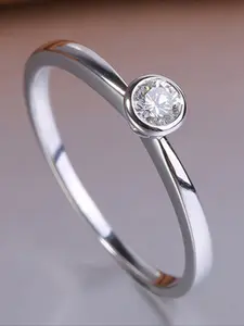 Fashion Simple Single Artificial Zircon Ring, Wedding Engagement Ring, Valentine's Day Gift, Christmas Present, Elegant Jewelry for Women