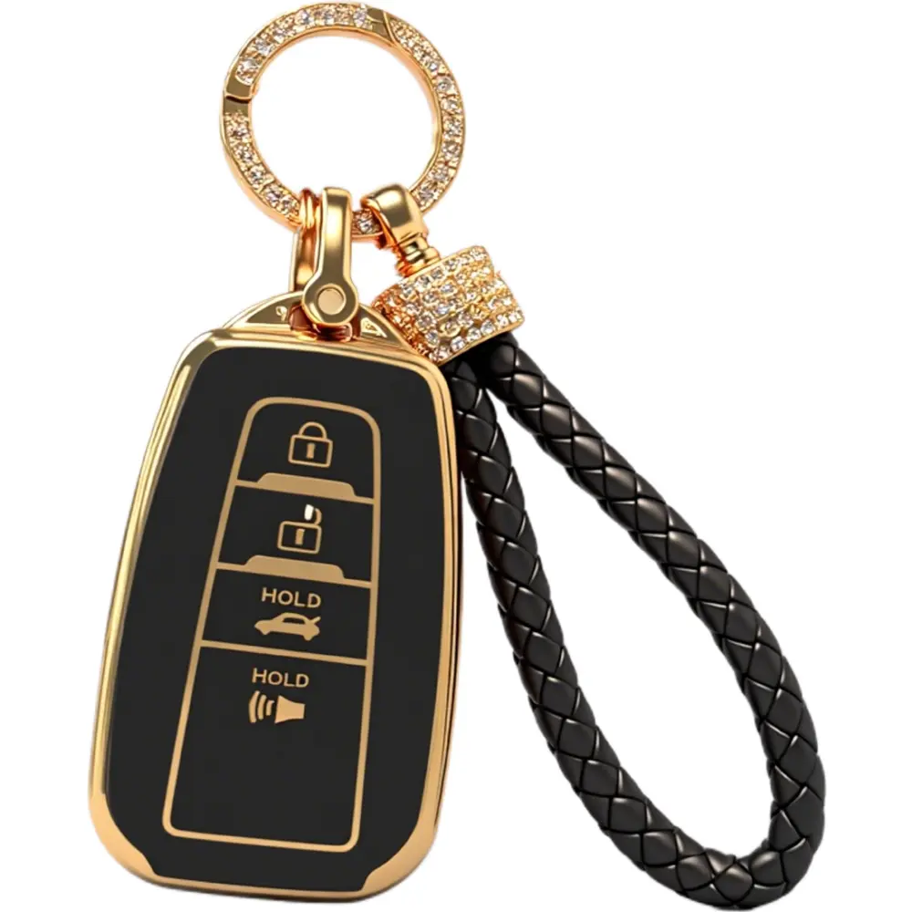 TPU Toyota Key Fob Protect Cover with Keychain, Fits Multiple Models - Avalon, Camry, Corolla, Prius, RAV4, Highlander, C-HR Fashion Key Accessory, Unisex