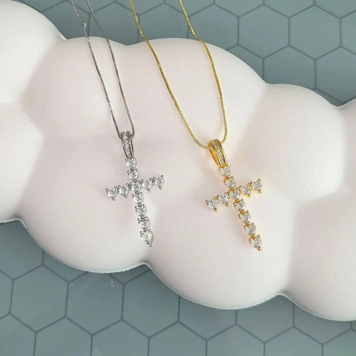 Radiant cross heart necklace