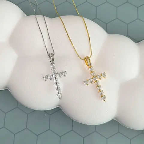 Radiant cross heart necklace