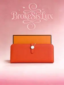 Pre-owned HERMÈS Longue Wallet in Orange Togo Leather & Silver Tone Hardware