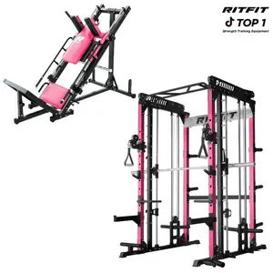 RITFIT Adjustable M1 PRO Pink Smith Machine Package, Adjustable Squat Rack with Cable Crossover & BLP01 Leg Press Hack Squat, Home Gym Exercise Equipment for Strength Training,summerwins