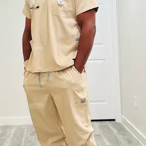 Kool Khaki V-Neck Jogger Setk