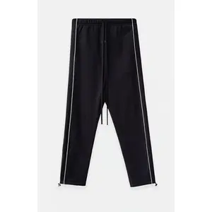 Fear of God ESSENTIALS Men's Jet Black & Cloud White Relaxed Fleece Sweatpants
