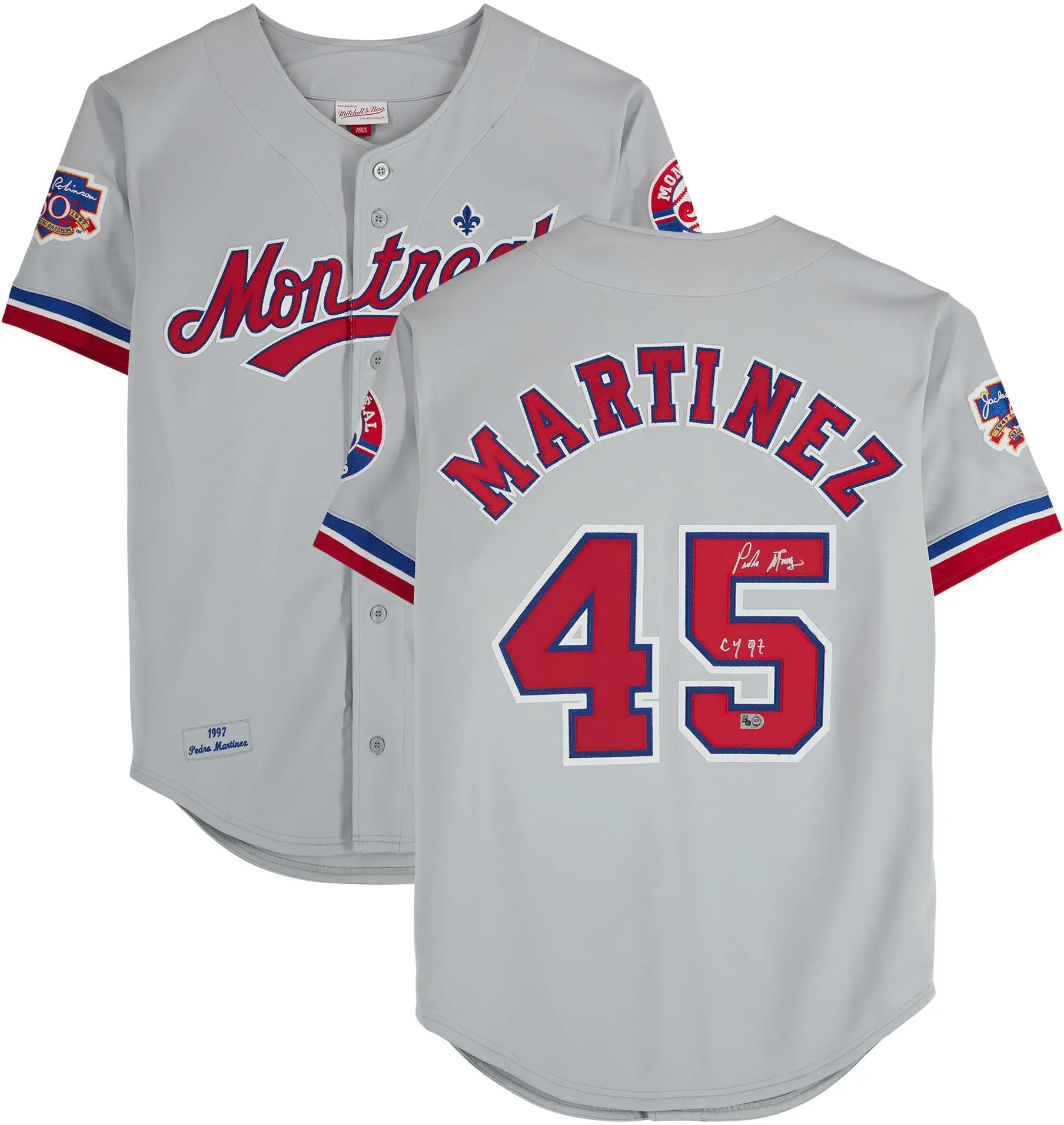 Pedro Martinez Montreal Expos Autographed Gray Mitchell & Ness 1997 Authentic Jersey with "97 CY" Inscription - Fanatics Authentic Certified