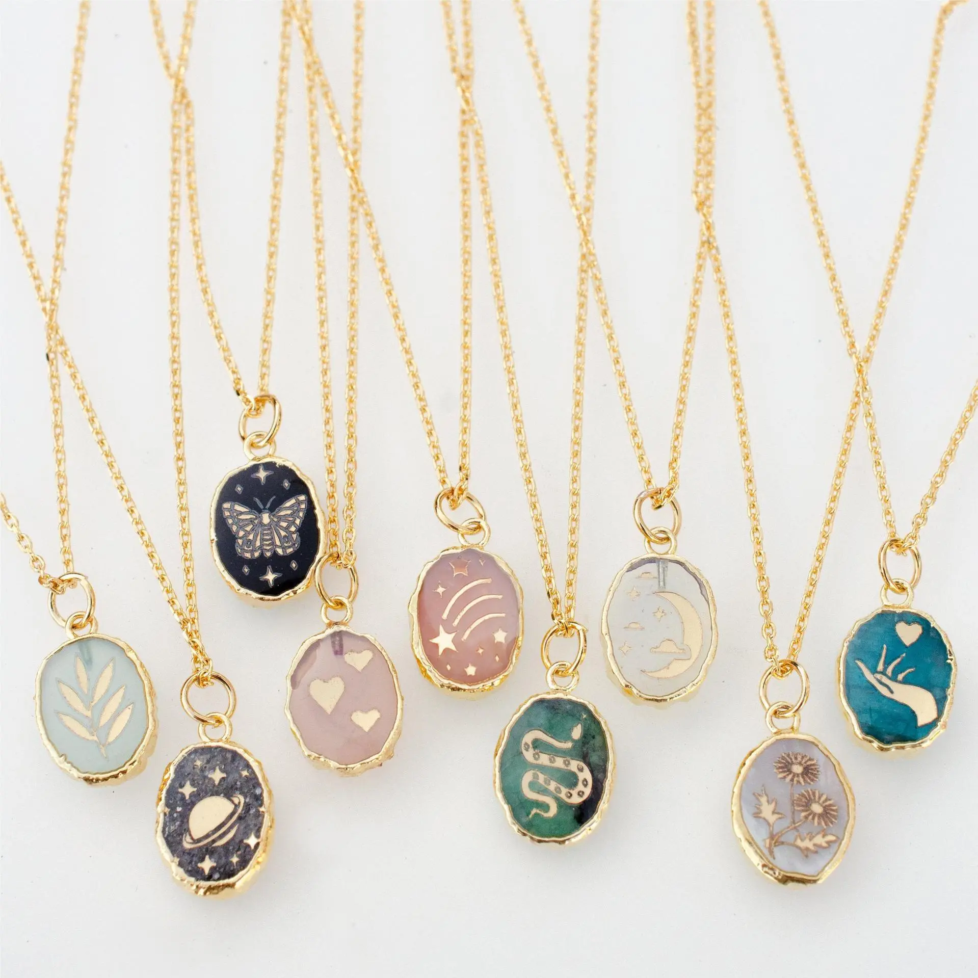 Women's Handmade Beading Copper+Stone Collarbone Chain - 8g Colored Stone Necklace with Butterfly, Star, Moon, Love, Snake, Flower, Planet Designs - Everyday Fashion Jewelry Gift