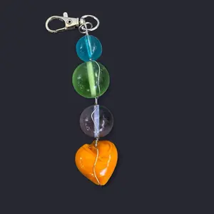Multicolor Glass Bead Wire Wrapped Keychain