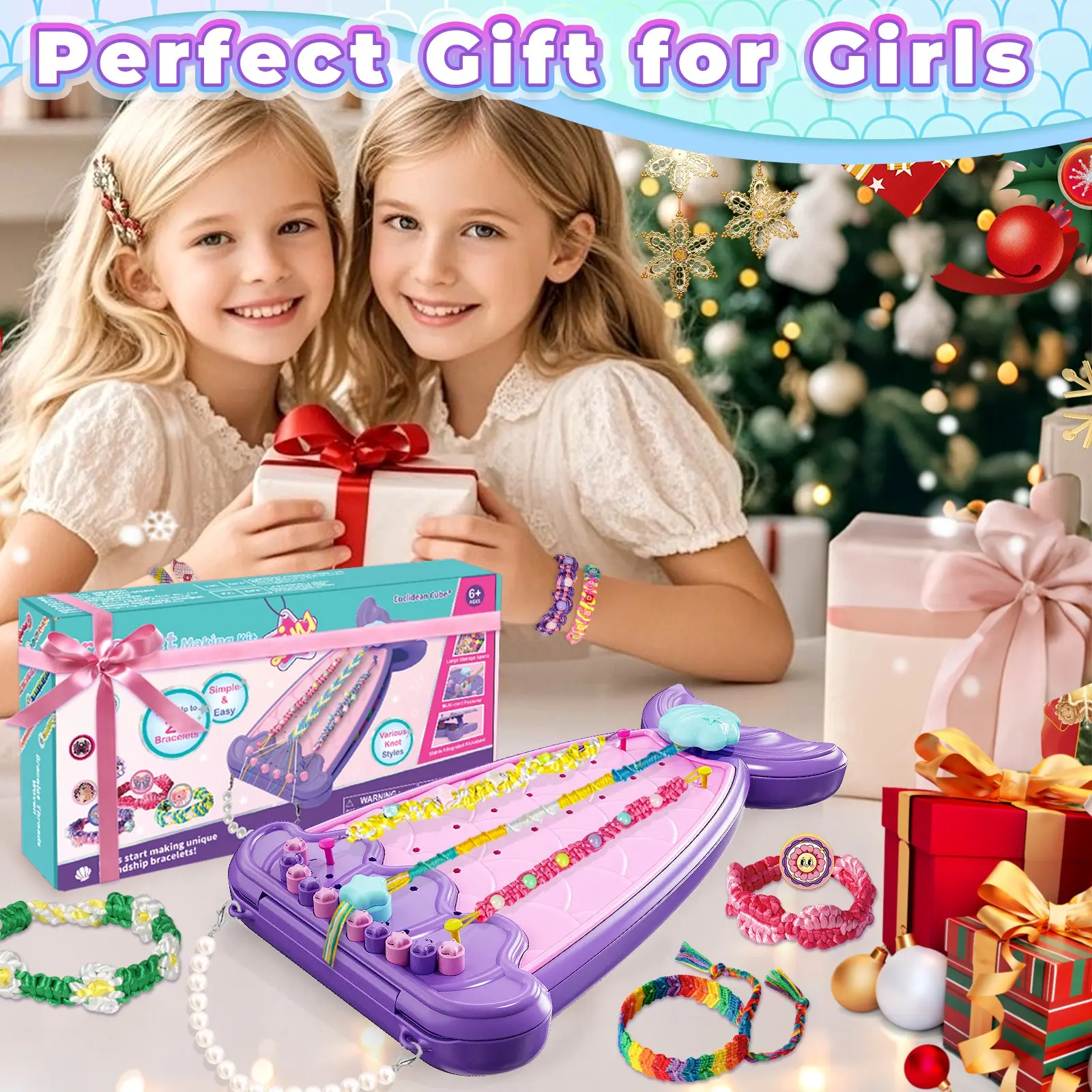 DIY Braided Bracelet Cord Set, Mermaid Design, 6+ Years, Creative Weaving Kit, Girls' Play Toy, Perfect Gift