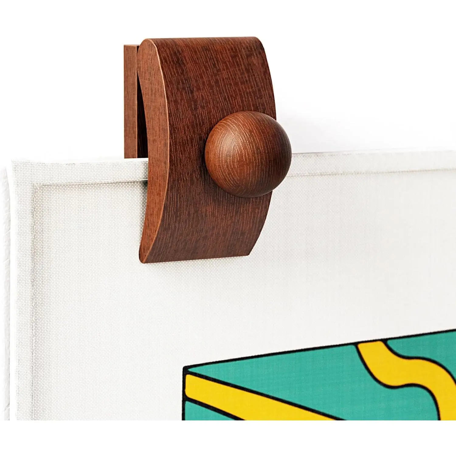 Tapestry Hangers, 4 Small Quilt Hangers for Wall Hangings, Blanket Hanger Clamps, Carpet Rug Display, Wooden Wall Clips for Hanging (Brown)