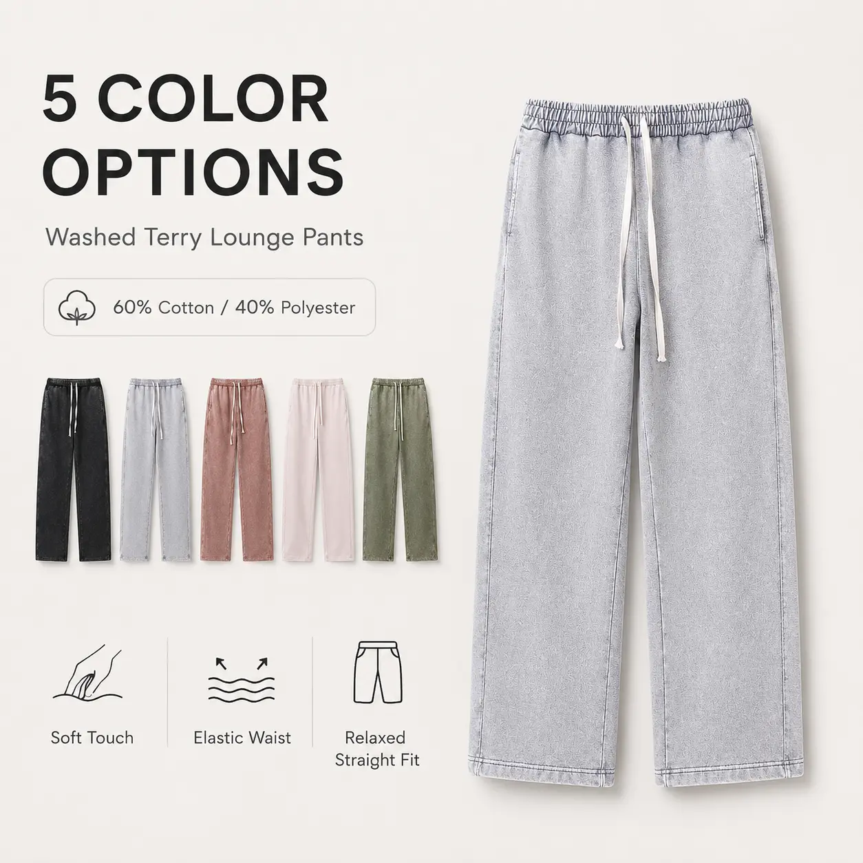 Men's Vintage Washed Wide Leg Sweatpants, Oversized Baggy Drawstring Pants, Casual Loose Straight Leg Joggers for Streetwear, Gym, School, Lounge, Daily Wear and Y2K Outfits