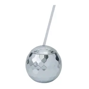 20 oz. Disco Ball-Shaped Reusable BPA-Free Plastic Cups with Lids & Straws - 6 Ct.
