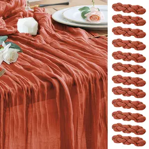 Cheesecloth Table Runner 12Pack 10FT Terracotta Fall Cheese Cloth Table Runner Boho Gauze for Party Thanksgiving Long Rustic Sheer Runners for Baby Bridal Shower Wedding Easter