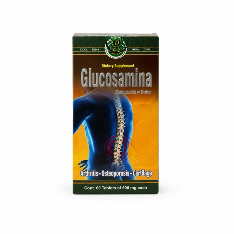 Dina Glucosamina Dietary Supplement for Arthritis Osteoporosis & Cartilage 60 Tablets of 600 mg Each