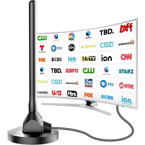 TV Antenna 2025 Digital TV Antenna Indoor with Strong Magnetic Base, 360 ° &Long Range Reception for Local Channels, Easy Installation Support 4K 1080p for Free Local Channels (DT012-11)