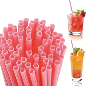 50/100 Heart-Shaped Reusable Plastic Straws, Perfect for Valentine's Day, Wedding Party Supplies, Casual Style, No Ca Prop 65