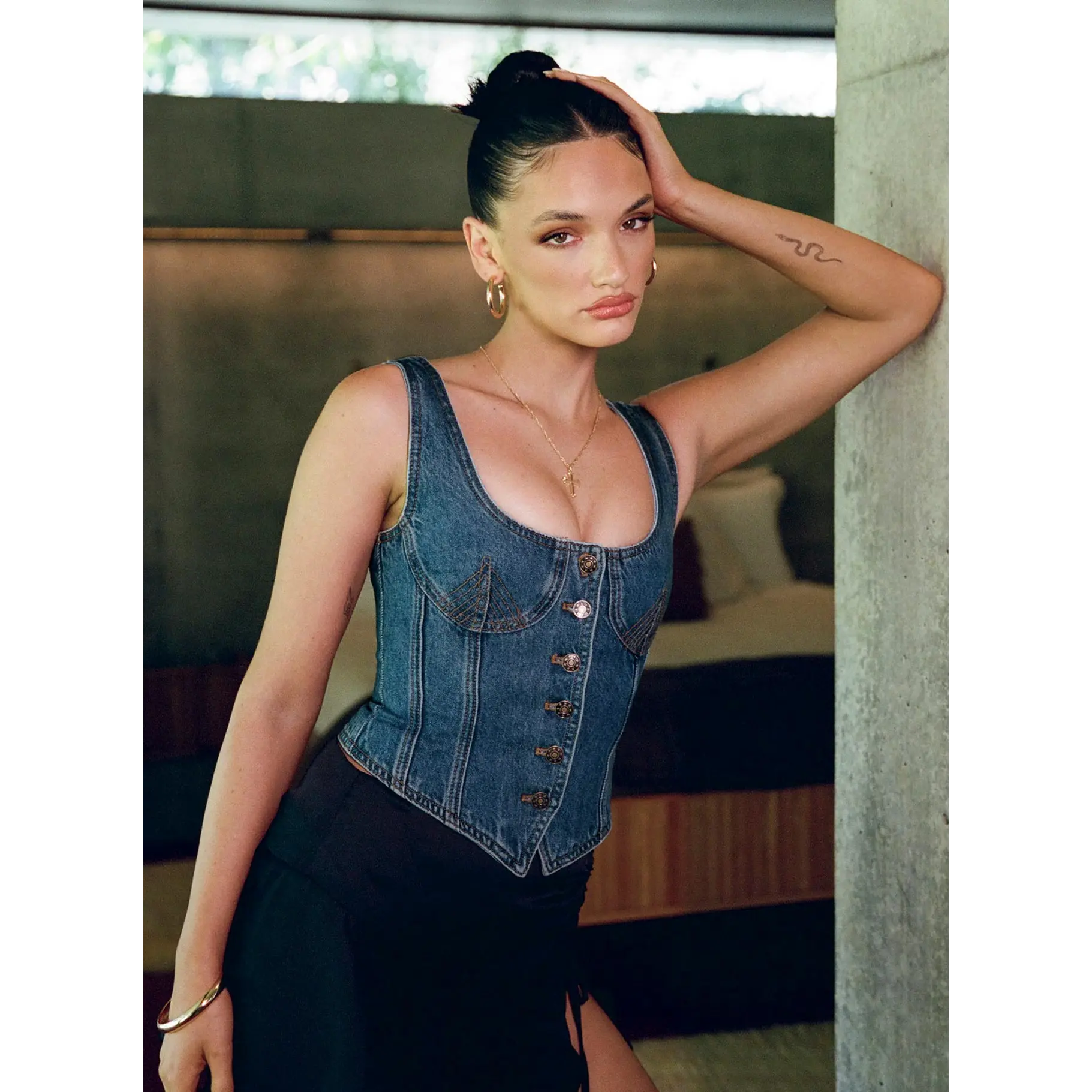 After Hours Corset Top Denim