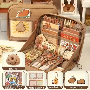 26-Piece Hamster Stationery Set, School Supplies, Includes Pencil Case, Sticker Book, Keychain, Brooch Gift, Multicolor Options for School & Office