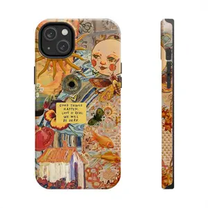 Whimsical Collage Phone Case – “Good Things Happen” Retro Aesthetic Phone Cover Suitable for iPhone 17-11 Pro Max/Plus and  Samsung Galaxy S23-25