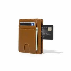 DCUTIE Slim Wallet Front Pocket Minimalist Leather RFID Blocking Medium Size