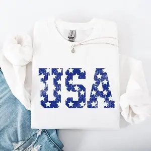 Retro, USA Stars, Patriotic, America,  Crew Neck, Women's, Crewneck, 4th of july outfits for women, 4th of july, 4th of july shirt, 4th of july shirt for women, t shirts for men