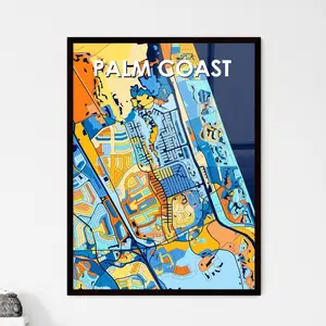Palm Coast Florida Art Map Poster Vibrant Decor For Home Unique Gift Ideas Perfect Personalisable Wall Art