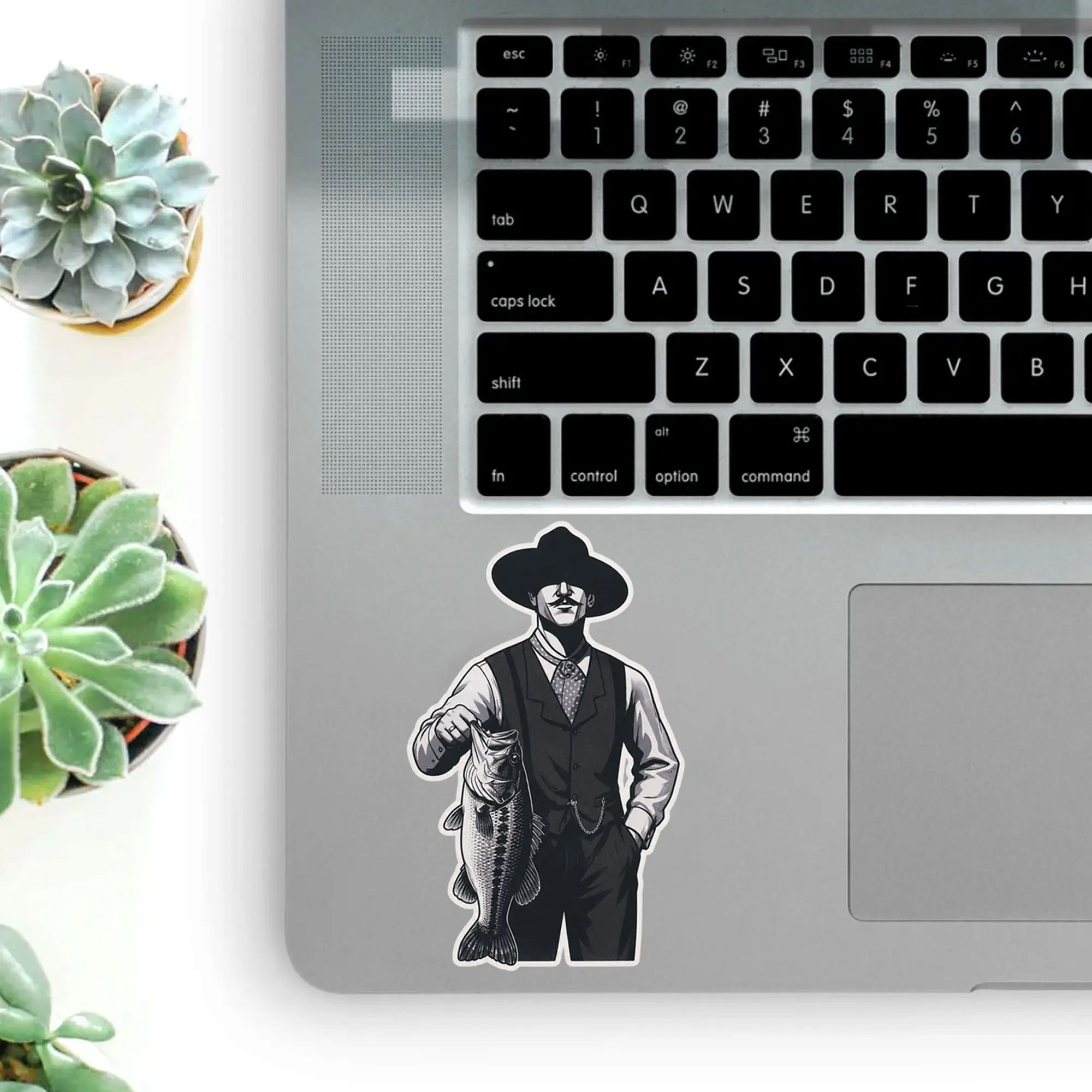 Doc Holliday Cowboy Gentleman Bass Fishing Vinyl Sticker, Vintage Waterproof Die Cut Decal, Angler Truck Boat Laptop Decor