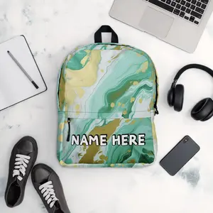 Custom Name Marble Backpack, Personalized Elegant Rucksack, Customized Minimalist School Bag, Abstract Gift, Marble Present