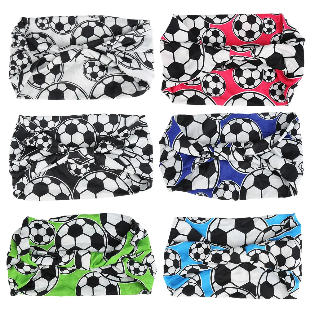 6 Pcs Soccer Headbands for Women Girls Boys Elastic Sweatband Headbands Adjustable Athletic Headband for Daily, Running, Football, and Outdoor Play