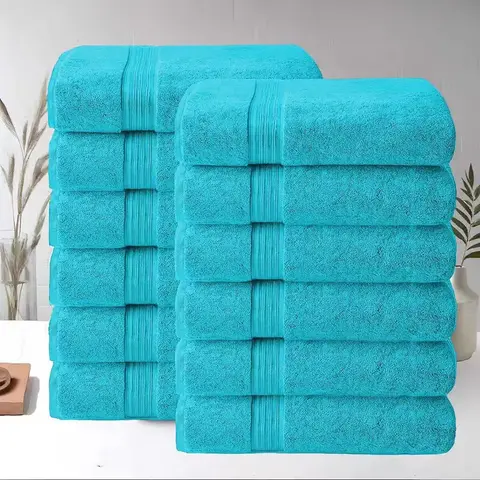 HURBANE HOME 12-Pack Adult Full Sized 27x54 in Thick High-Quality Cotton Bath Towel Set - Contemporary, Cloud-Soft, Lightweight, Quick-Dry, Durable, Breathable, Comfortable, Absorbent Thickened Towels, Household Bathroom Essential