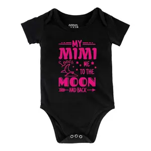 My MIMI Loves Me to The Moon And Back Baby Bodysuit Funny Babys Short Sleeve Onesies Romper for Infant Newborn Boys Girls Soft Casual Outfit with Snap Closures for Easy Diaper Change