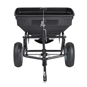 VEVOR Tow Behind Broadcast Spreader, 130LBS Capacity, Tow/Push Garden Spreader with 13 in Tires, 30 Adjustable Setting 9.8 ft Spreading Width, Lawn Spreaders for Seed, Fertilizer, Salt, Ice Melt