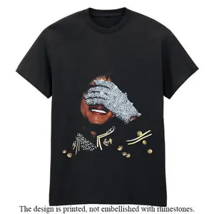 Diamond Glove T-Shirt, MJ Inspired Rhinestone Graphic Crewneck, Vintage Pop King Style Pullover, Streetwear Sparkle Fashion Top, Unisex Retro Outfit