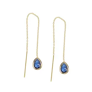 Fancy Cut London Blue Crystal Threader Earrings For Women