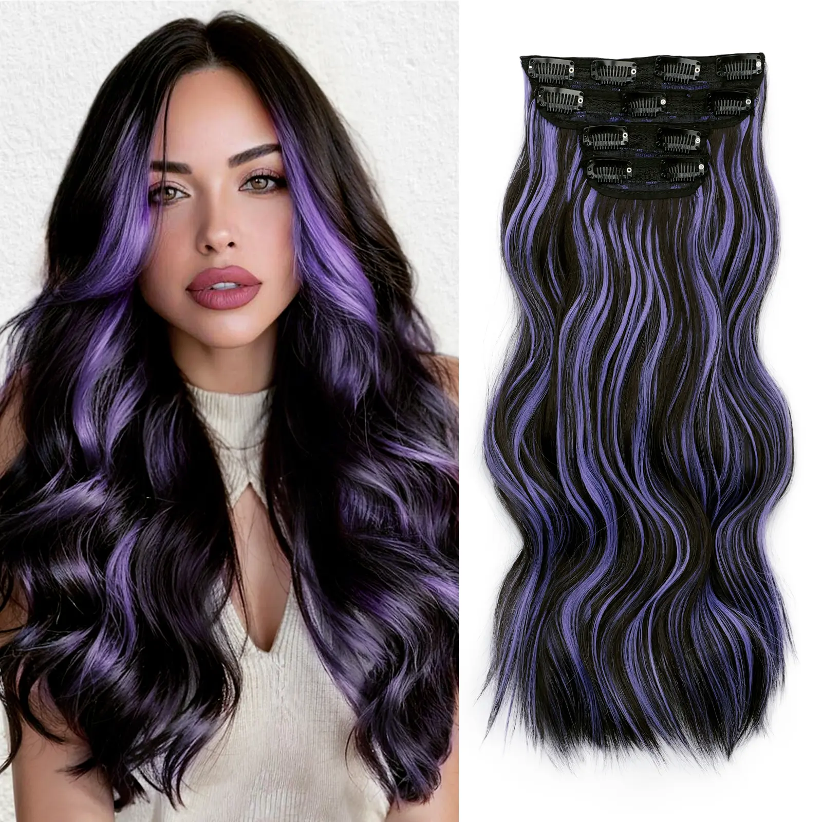 Black mix Purple (wavy)