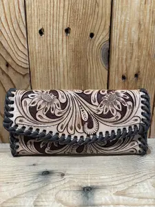 Tooled Leather Wallet Wristlet!