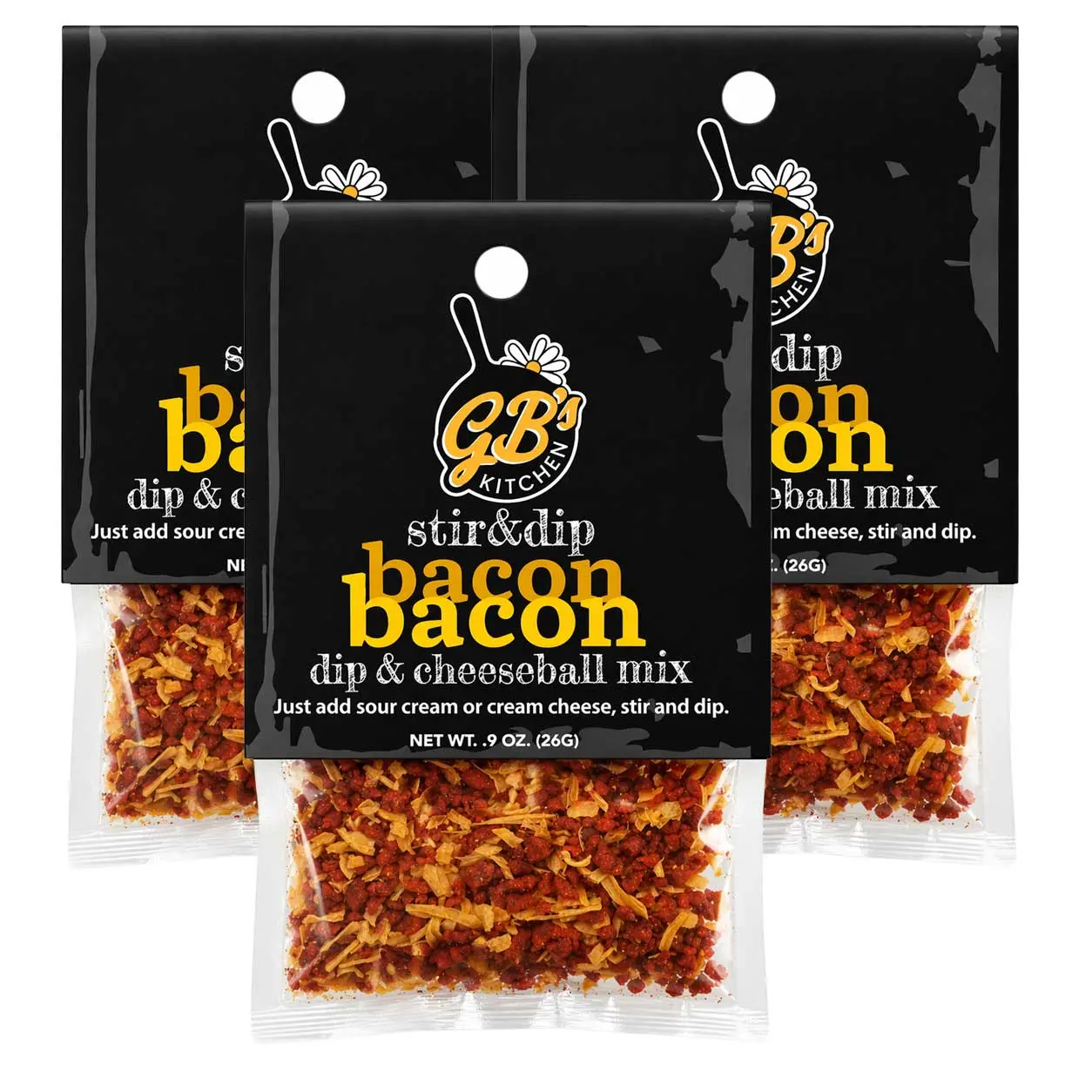 Bacon Bacon Dip & Cheeseball Mix | Pack of 3 | .9 oz | GB's Kitchen