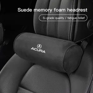 Car Neck Pillow Suede Circular Headrests Mounted Cervical Spine Protection Pillow For Acura ADX RDX ZDX Integra NSX MDX TLX CDX ILX RLX TL RL