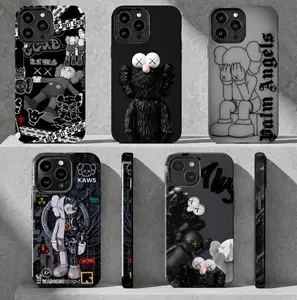 KAWS Inspired Cartoon Phone Case for iPhone 17/16/15/14/13/12/11 Pro Max/Plus – XX Eyes Robot Bear Tough Shockproof Cover, Trendy Gift for Him & Her