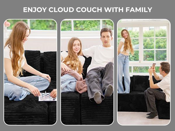 【3 Packages shipping】131'' U Shaped Sectional Couches with Chaise Lounge, No Assembly Required Deep Seat Modular Cloud Sofa for Living Room 1PCS, Bedroom